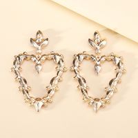 Wholesale Jewelry Exaggerated Luxurious Romantic Heart Shape Zinc Alloy Rhinestones Plating Inlay Drop Earrings main image 4