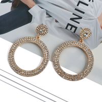 1 Pair Fashion Round Rhinestone Plating Women's Drop Earrings sku image 1