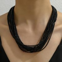Lady Bohemian Geometric Solid Color Beaded Metal Layered Women's Layered Necklaces sku image 3
