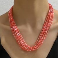 Lady Bohemian Geometric Solid Color Beaded Metal Layered Women's Layered Necklaces sku image 4