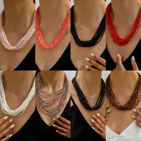 Lady Bohemian Geometric Solid Color Beaded Metal Layered Women's Layered Necklaces main image 1