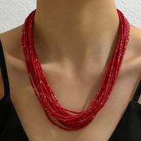 Dame Bohemien Geometrisch Einfarbig Perlen Metall Geschichtet Frau Geschichtete Halskette main image 2