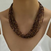 Lady Bohemian Geometric Solid Color Beaded Metal Layered Women's Layered Necklaces sku image 1