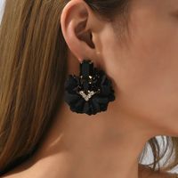 1 Pair Retro Flower Cloth Inlay Rhinestones Women's Ear Studs main image 6
