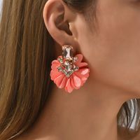 1 Pair Retro Flower Cloth Inlay Rhinestones Women's Ear Studs main image 5