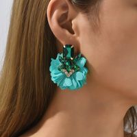1 Pair Retro Flower Cloth Inlay Rhinestones Women's Ear Studs main image 4