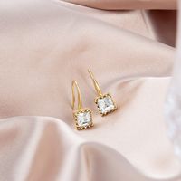 1 Pair Simple Style Square Inlay Alloy Zircon Drop Earrings main image 2