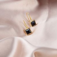 1 Pair Simple Style Square Inlay Alloy Zircon Drop Earrings sku image 2