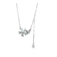 Simple Style Flower Sterling Silver Inlay Zircon Pendant Necklace sku image 1
