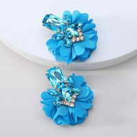 1 Pair Retro Flower Cloth Inlay Rhinestones Women's Ear Studs sku image 5