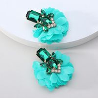 1 Pair Retro Flower Cloth Inlay Rhinestones Women's Ear Studs sku image 2