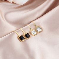 1 Pair Simple Style Square Inlay Alloy Zircon Drop Earrings main image 1