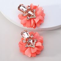 1 Pair Retro Flower Cloth Inlay Rhinestones Women's Ear Studs sku image 4