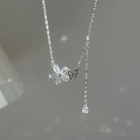 Simple Style Flower Sterling Silver Inlay Zircon Pendant Necklace main image 1