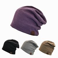 Unisex Streetwear Solid Color Patch Eaveless Beanie Hat main image 1