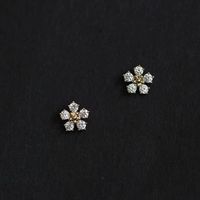 1 Pair Elegant Streetwear Flower Inlay Sterling Silver Zircon Ear Studs main image 1