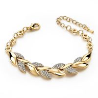 Elegant Lady Leaf Alloy Inlay Zircon Women's Bracelets main image 3