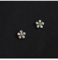 1 Pair Elegant Streetwear Flower Inlay Sterling Silver Zircon Ear Studs sku image 1
