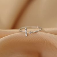 Simple Style Geometric Sterling Silver Plating Inlay Rhinestones Open Rings main image 1
