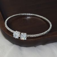 Lady Simple Style Korean Style Geometric Ferroalloy Plating Inlay Rhinestones Zircon Women's Bangle sku image 1