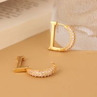 1 Pair Simple Style Streetwear Letter Plating Inlay Copper Zircon Earrings main image 5