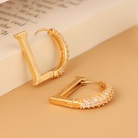 1 Pair Simple Style Streetwear Letter Plating Inlay Copper Zircon Earrings main image 1