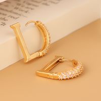 1 Paire Style Simple Vêtement De Rue Lettre Placage Incruster Le Cuivre Zircon Des Boucles D'oreilles main image 6