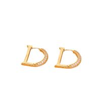 1 Pair Simple Style Streetwear Letter Plating Inlay Copper Zircon Earrings main image 2