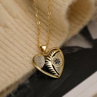 Modern Style Korean Style Geometric Devil's Eye Heart Shape Copper Plating Hollow Out Inlay Zircon 18k Gold Plated Pendant Necklace main image 3