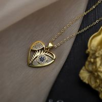 Modern Style Korean Style Geometric Devil's Eye Heart Shape Copper Plating Hollow Out Inlay Zircon 18k Gold Plated Pendant Necklace main image 4