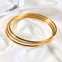 Simple Style Solid Color Stainless Steel Handmade Plating 18k Gold Plated Bangle main image 1