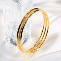 Simple Style Solid Color Stainless Steel Handmade Plating 18k Gold Plated Bangle sku image 1