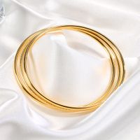 Simple Style Solid Color Stainless Steel Handmade Plating 18k Gold Plated Bangle main image 5
