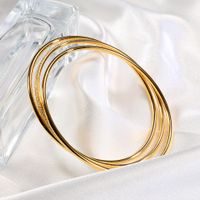 Simple Style Solid Color Stainless Steel Handmade Plating 18k Gold Plated Bangle main image 3