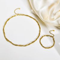 304 Stainless Steel 18K Gold Plated Modern Style Classic Style Commute Plating Solid Color Bracelets Necklace main image 6