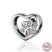 Casual Handmade Novelty Animal Paw Print Zircon Sterling Silver Wholesale Jewelry Accessories sku image 2