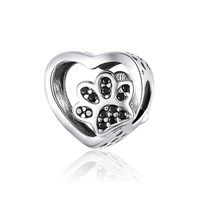 Casual Handmade Novelty Animal Paw Print Zircon Sterling Silver Wholesale Jewelry Accessories sku image 3