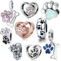 Casual Handmade Novelty Animal Paw Print Zircon Sterling Silver Wholesale Jewelry Accessories main image 1