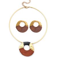 Retro Simple Style Geometric Alloy Wood Women's Earrings Necklace sku image 1