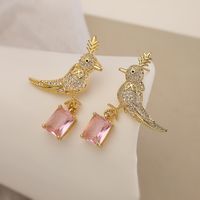 1 Pair Elegant Lady Vacation Bird Plating Inlay Copper Zircon 18k Gold Plated Drop Earrings main image 2