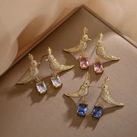 1 Pair Elegant Lady Vacation Bird Plating Inlay Copper Zircon 18k Gold Plated Drop Earrings main image 1