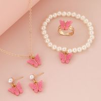 Cute Butterfly Arylic Alloy Inlay Acrylic Girl's Bracelets Earrings Necklace sku image 4