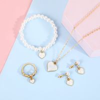Simple Style Heart Shape Alloy Enamel Girl's Bracelets Earrings Necklace main image 1