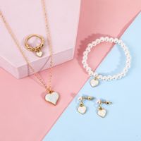 Simple Style Heart Shape Alloy Enamel Girl's Bracelets Earrings Necklace main image 4