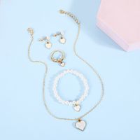 Simple Style Heart Shape Alloy Enamel Girl's Bracelets Earrings Necklace main image 5