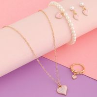 Simple Style Heart Shape Alloy Enamel Girl's Bracelets Earrings Necklace main image 2