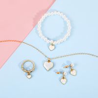 Simple Style Heart Shape Alloy Enamel Girl's Bracelets Earrings Necklace sku image 1