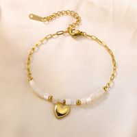Cute Sweet Heart Shape Stainless Steel Opal Charm Bracelets main image 5