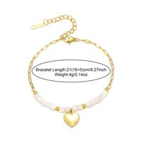 Cute Sweet Heart Shape Stainless Steel Opal Charm Bracelets main image 4