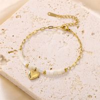 Cute Sweet Heart Shape Stainless Steel Opal Charm Bracelets main image 1